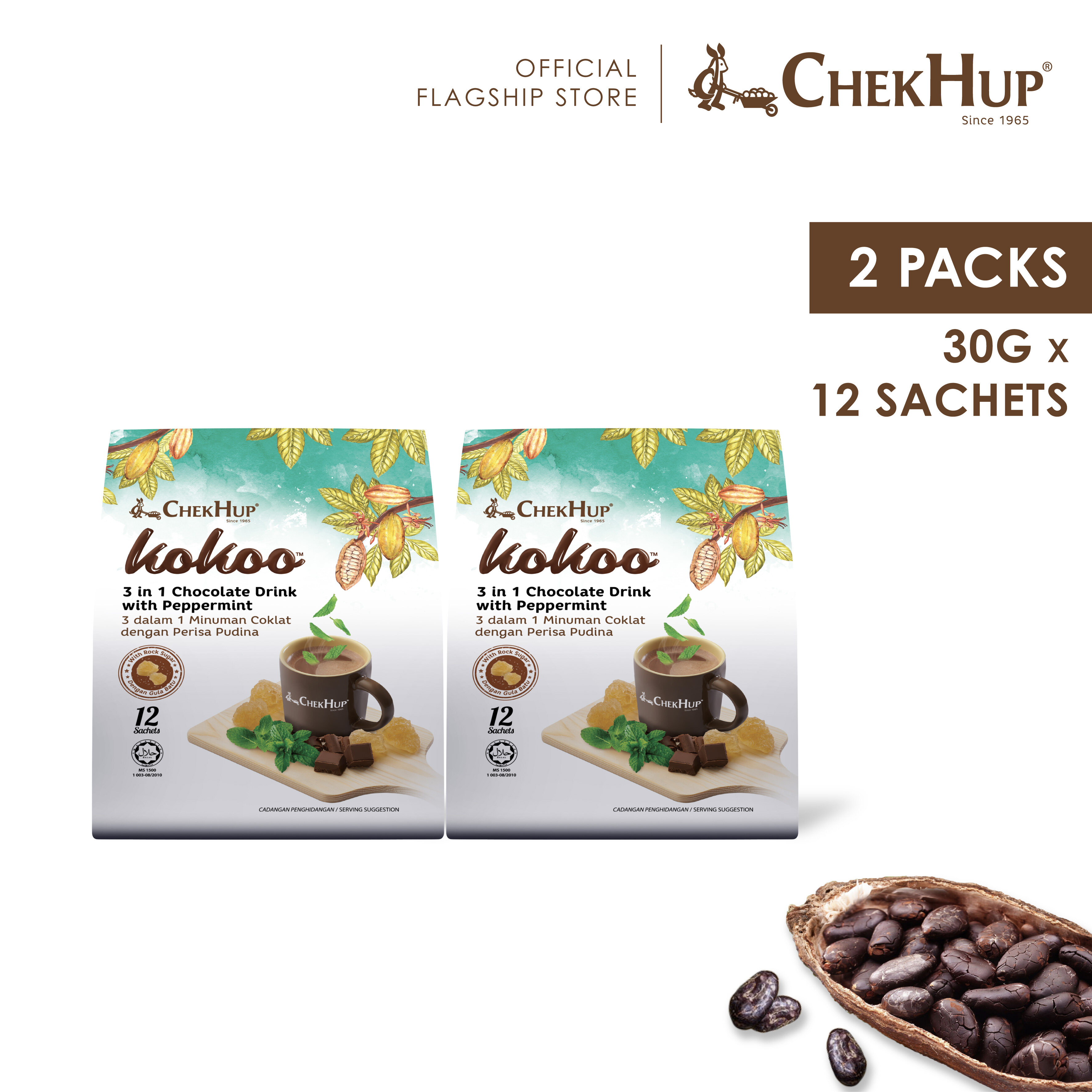 Chek Hup Kokoo 3in1 Chocolate Drink with Peppermint (30g x 12s) [Bundle of 2]