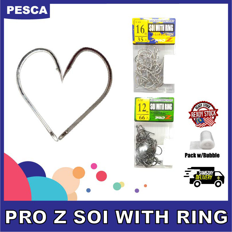 PESCA - Pro Z SOI With Ring Hook Size 10, 12, 14, 16, 18, 20, 22, 24, 26 Black Nickle ECO PACK Fishing Hooks Fishing Accesories Mata Kail Ready Stock