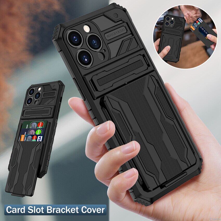Armor ốp lưng chống sốc có khe cắm thẻ cho iphone 7 8 plus/xr/xs max/11/11 pro max/12 13 pro max với giá đỡ giá đỡ ốp lưng silicone cứng