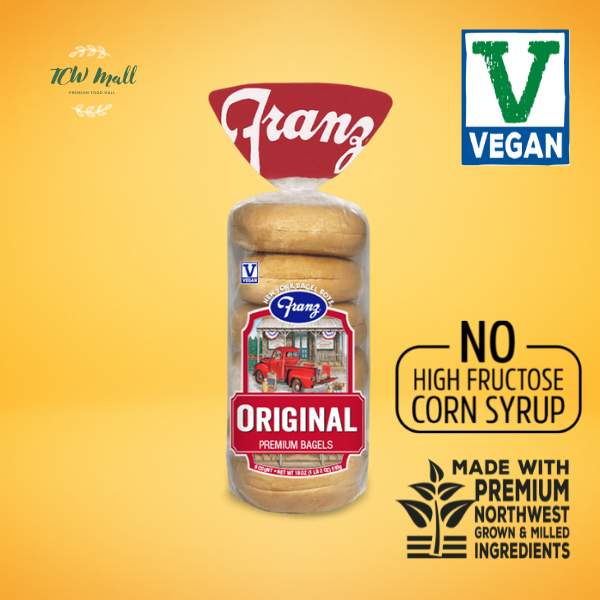 FRANZ BAKERY PREMIUM BAGEL ORIGINAL PLAIN FLAVOUR ( IMPORTED FROM UNITED STATES) - 100% VEGAN & ORGANIC CERTIFIED