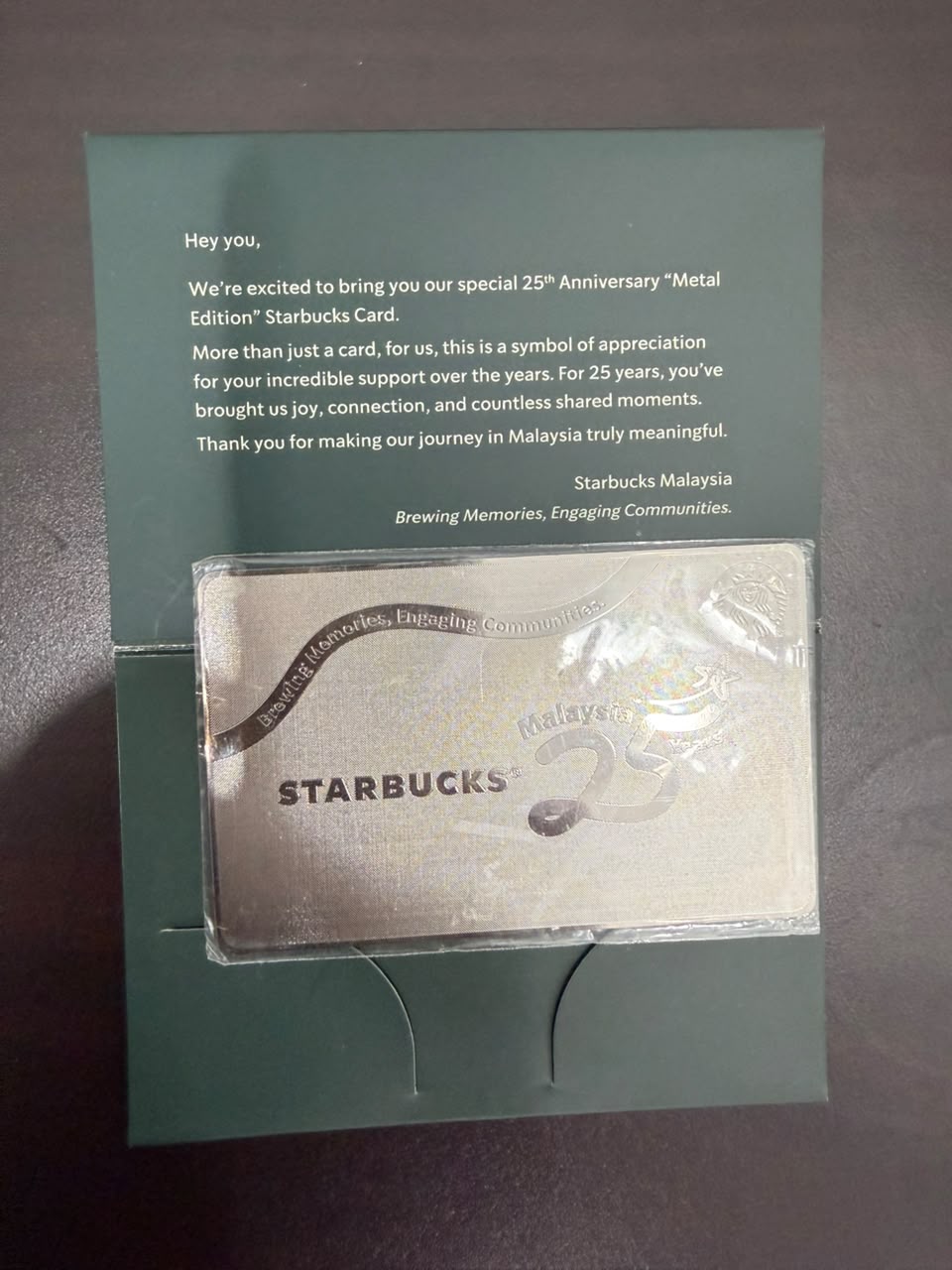 Starbucks Malaysia Exclusive 25th Anniversary Metal Card (USED)