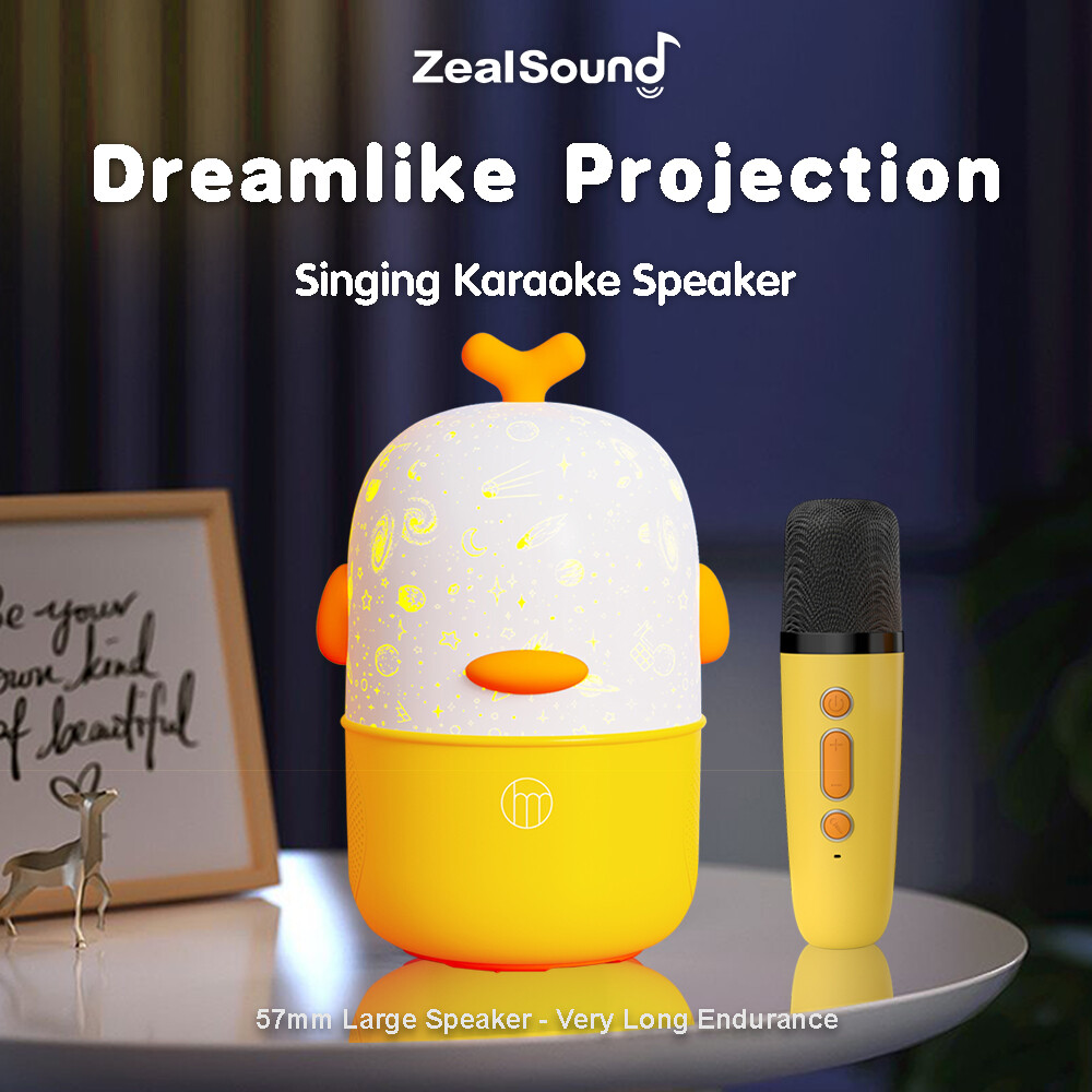 Zealsound เครื่องคาราโอเกะ พร้อมไมโครโฟนสำหรับเด็กและผู้ใหญ่ พร้อมไฟ RGB โปรเจ็กเตอร์ไร้สายแบบพกพา ลำโพงบลูทูธ ราคา 578 บาท*ส่งฟรี