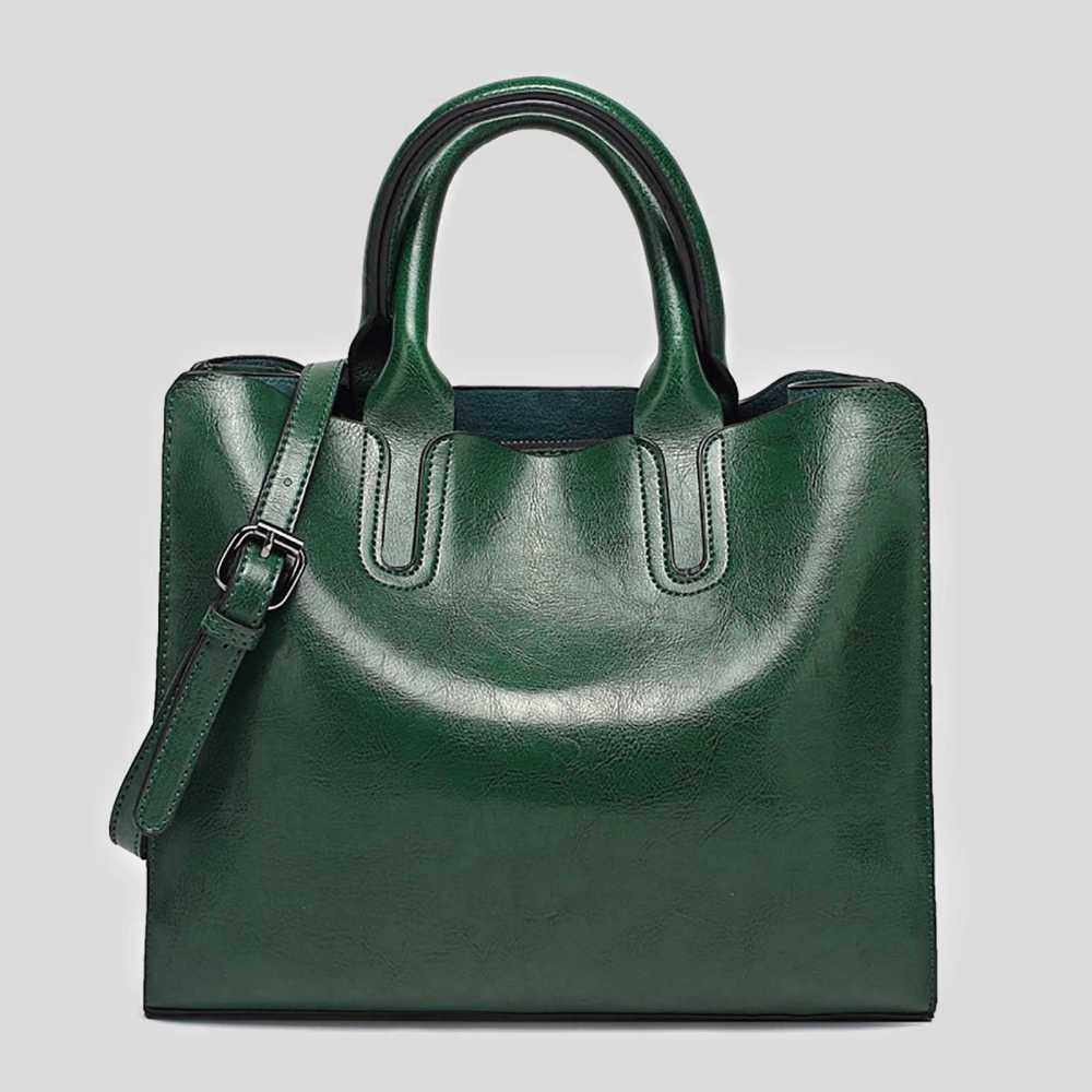 Women Shoulder Bag PU Leather Satchel Crossbody Bag Removable Adjustable Strap Solid Vintage Tote Bag (Green)