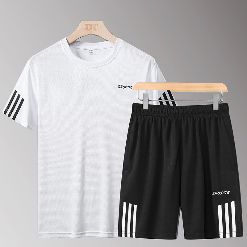 2021ใหม่ฉบับภาษาเกาหลีฤดูร้อนผู้ชายเสื้อยืด + กางเกงขาสั้นชุดสบายๆกีฬาชุดสูทนักเรียน Breath เสื้อผ้า