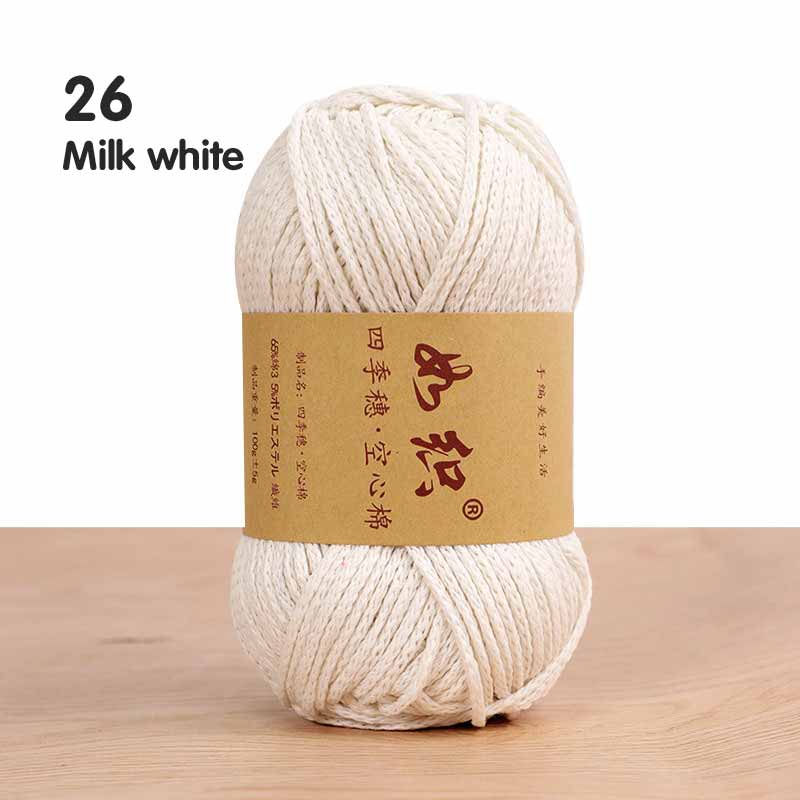 Cotton Yarn Round Strand Yarn 100g Pure Cotton Rope Hand Woven DIY Tapestry Cotton Yarn 2mm
