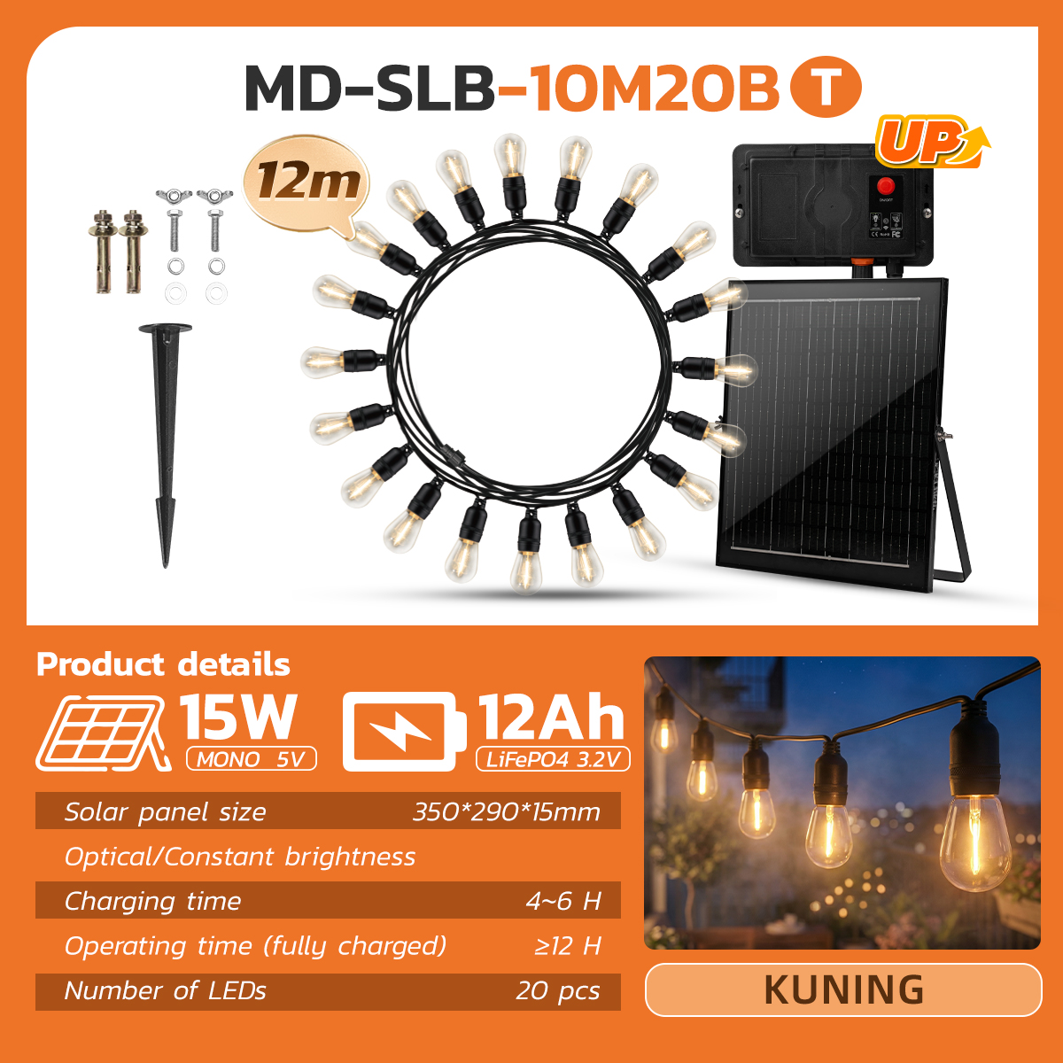 MODI MD-SLB 10M20B T LED String Lights Warm White 100% Quality Assurance Outdoor Patio Garden Lighting