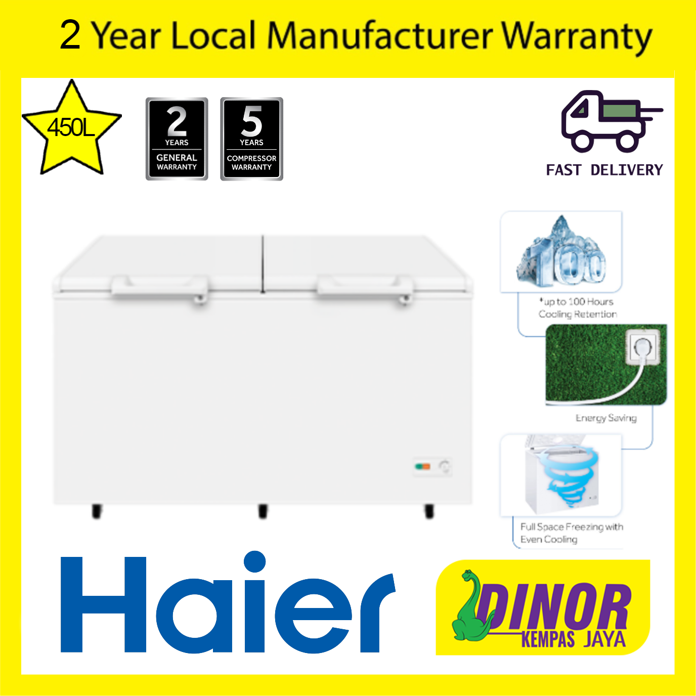 Haier 6in 1 Convertible Chest Freezer, 450L BD458HP / BD458HP Fridge