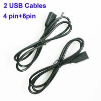 Seicane Universal Black 4Pin & 6Pin Connector USB Extension Cable Adapter Fit For Android Car Radio Stereo