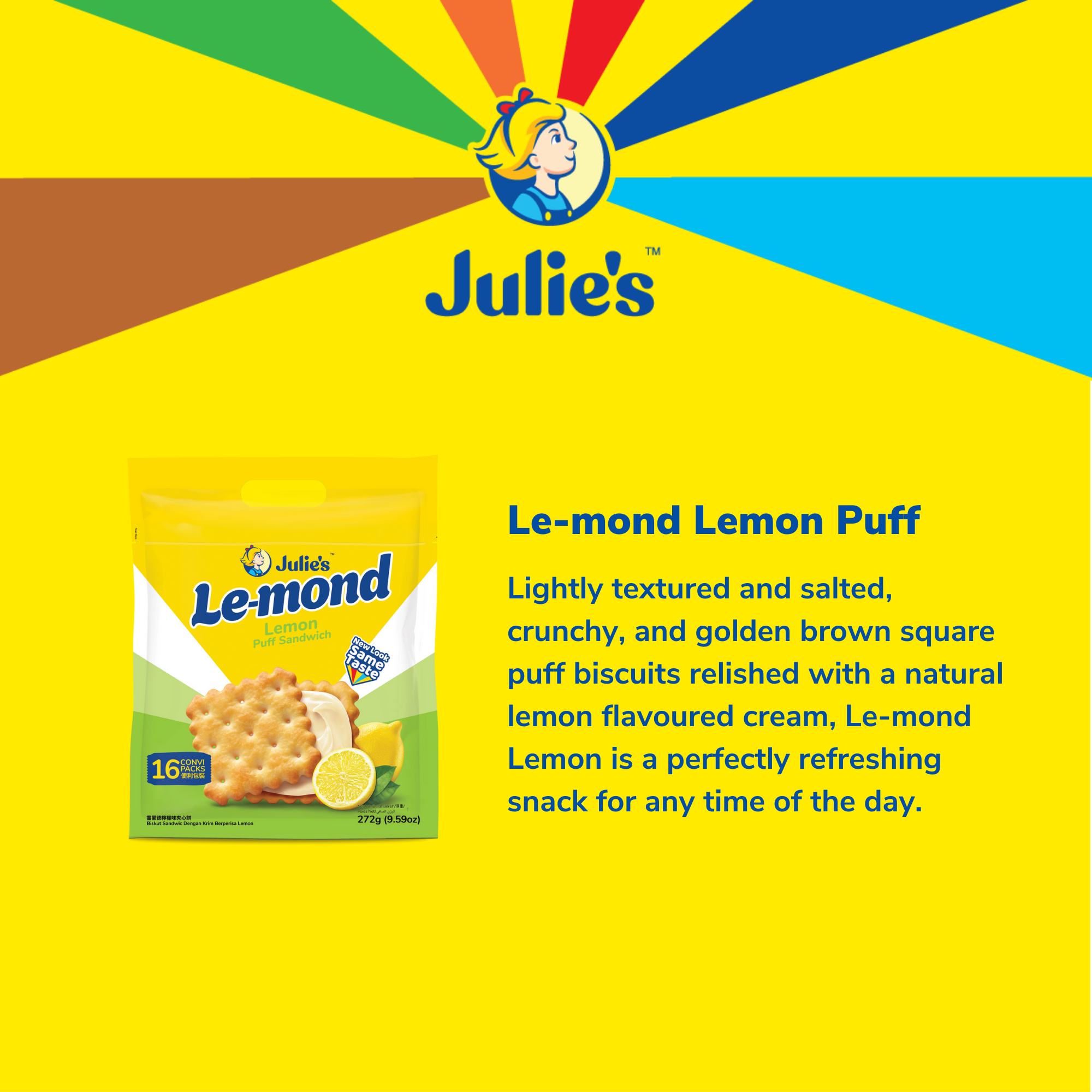 Julie's Le-mond Lemon Puff Sandwich 272g x 3 packs