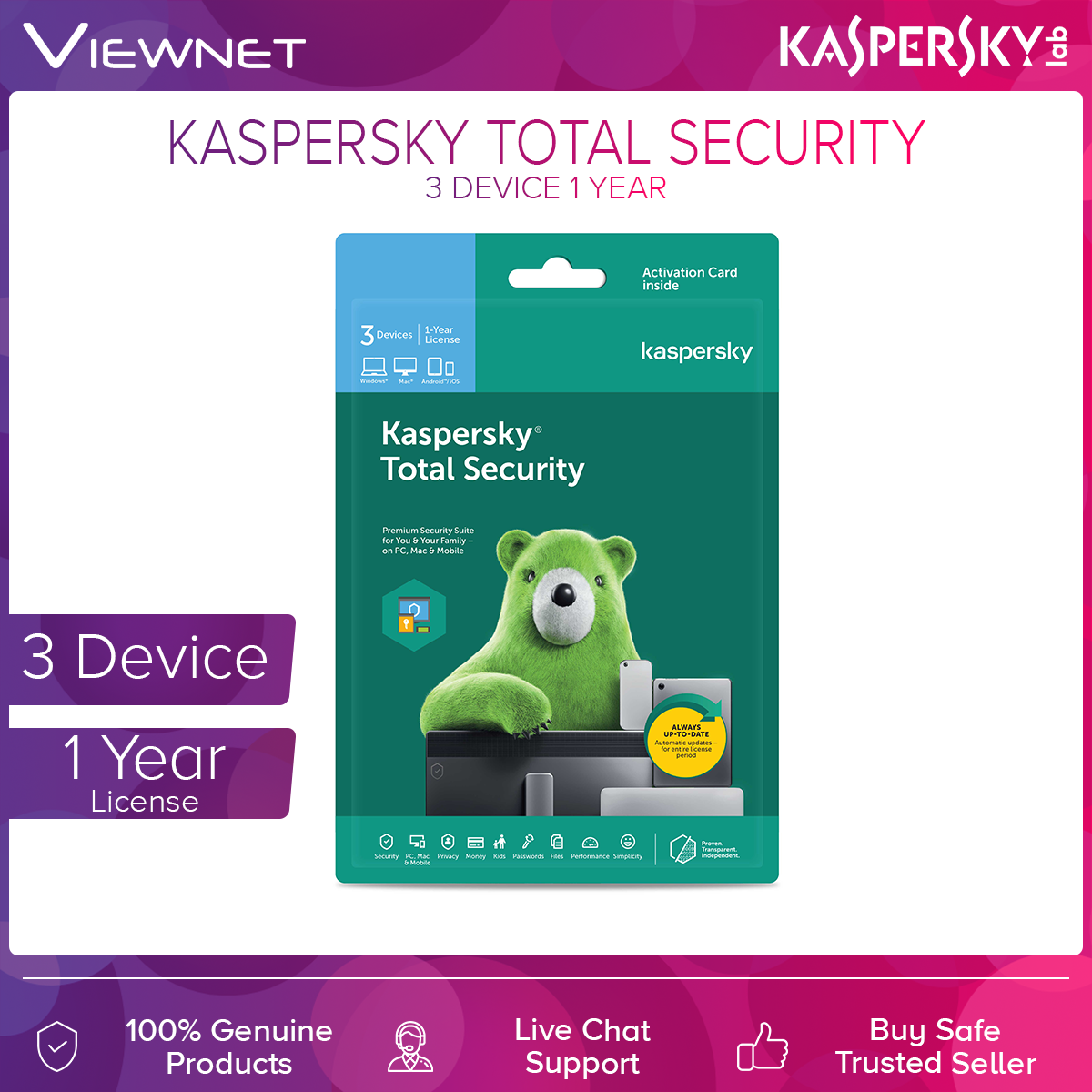 Kaspersky Total Security 3 Device 1 Year License