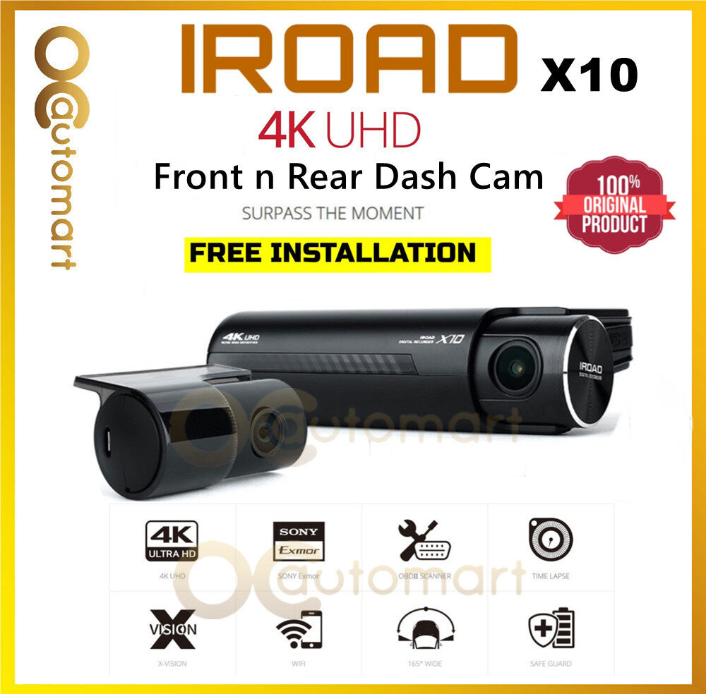 IROAD X10 64GB Front & Rear 4K UHD Dashcam Car Recorder Night Vision ADAS WI-FI Connection with Apps
