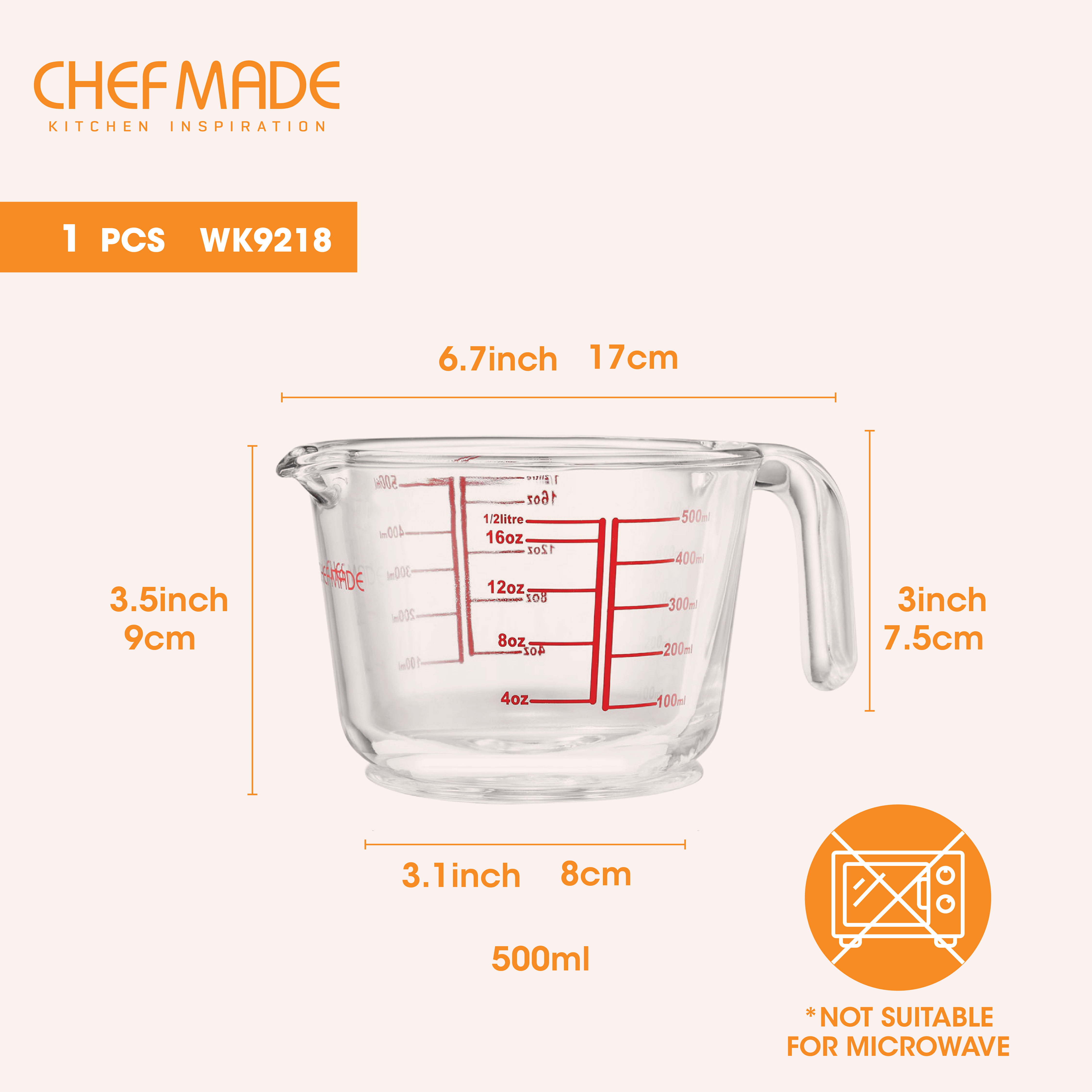 [OASIS SWISS] CHEFMADE GLASS MEASURING CUP - WK9218