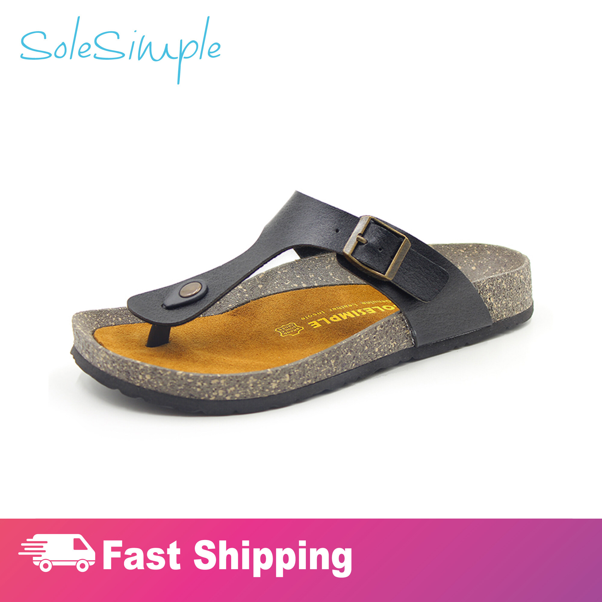 SoleSimple Rome - Leather Black / Sandal