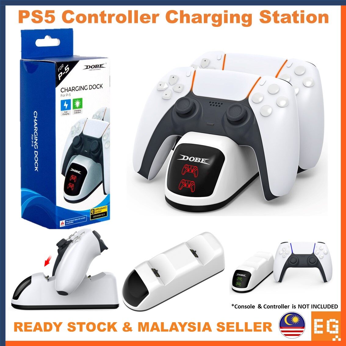 PS5 Controller Charger Dualsense Charging Station Dock Fast Charge DOBE TP5-0515B