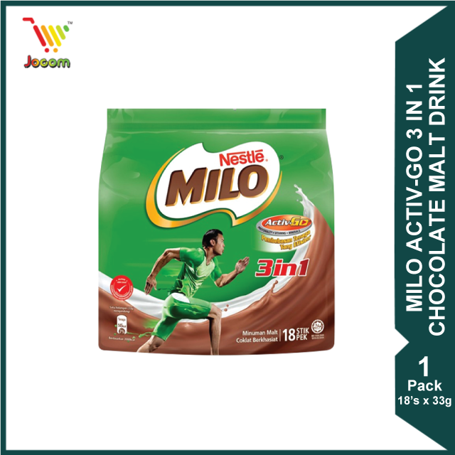 Nestl Milo Activ Go 3 In 1 Chocolate Malt Drink 18s X 33g Kl