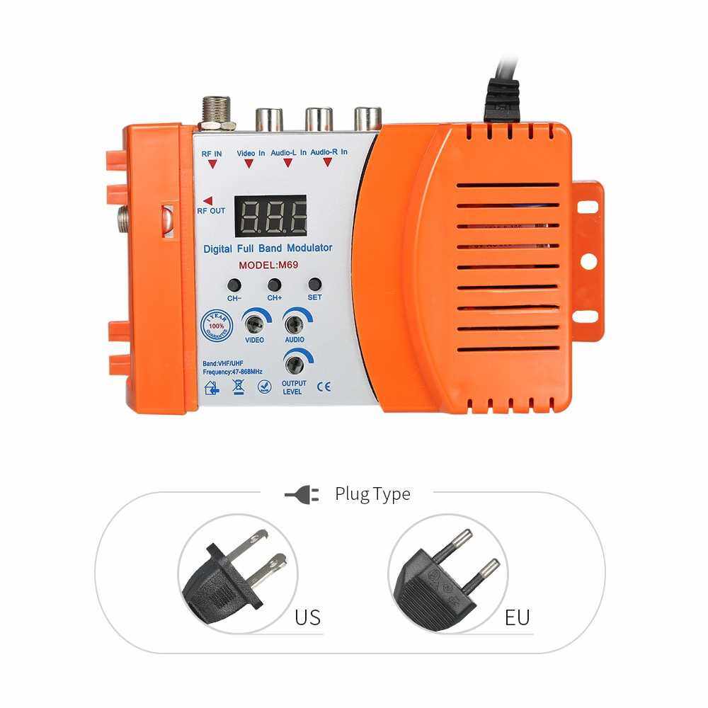 Compact RF Modulator Audio Video TV Converter RHF UHF Signal Amplifier AC120V (Orange)
