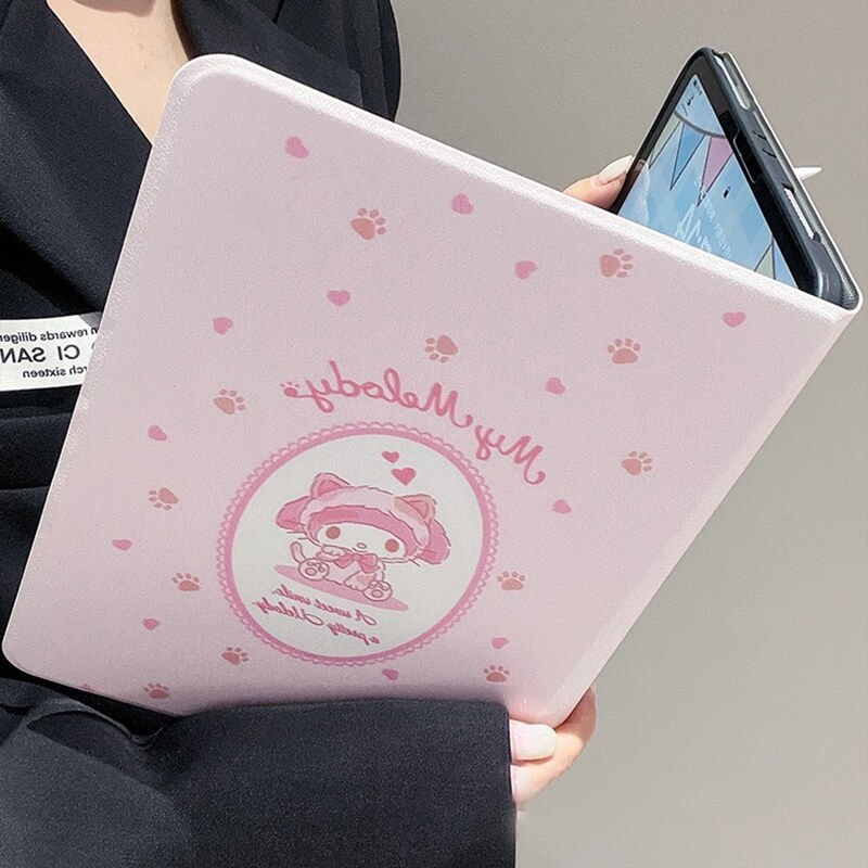 [Rubbie shell] Sanrio cinnamoroll Mymelody với rãnh để bút cho iPad Air 2021 10.2 Ốp bảo vệ mini 6 Air 4 10.9 Pro 11 inch bằng silicon