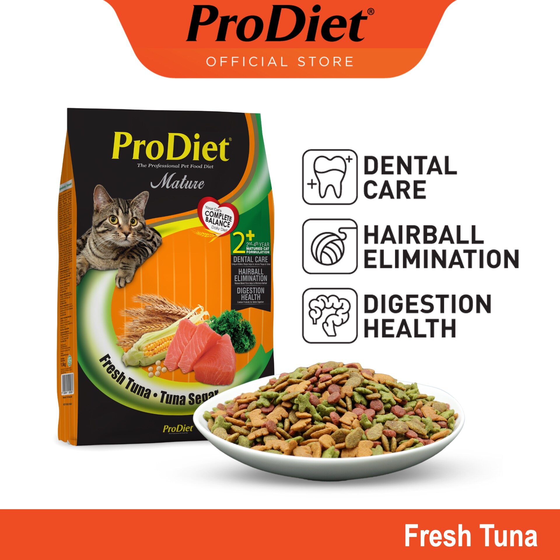 Buy 1 Free 1 ProDiet 1.5KG Fresh Tuna Dry Cat Food Fresh, FREE ProDiet 85G Fresh Tuna Wet Cat