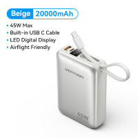 [3C]Vention CCC Certification 20000mAh Power Bank45W Fast Charging 3 Port Built in Type C Cord for Laptop Tablet iPhone 18 17 16 15 pro max Samsung Xiaomi Huawei Realme Portable Powerbank