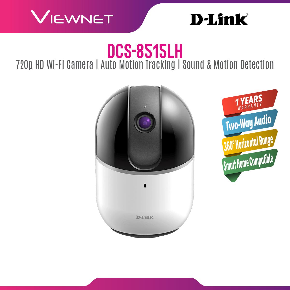 D-Link Motion Tracking Wi-Fi Camera DCS-8515LH HD Pan & Tilt Auto,HD 720P PTZ 360Â° Degree, Motion Detection