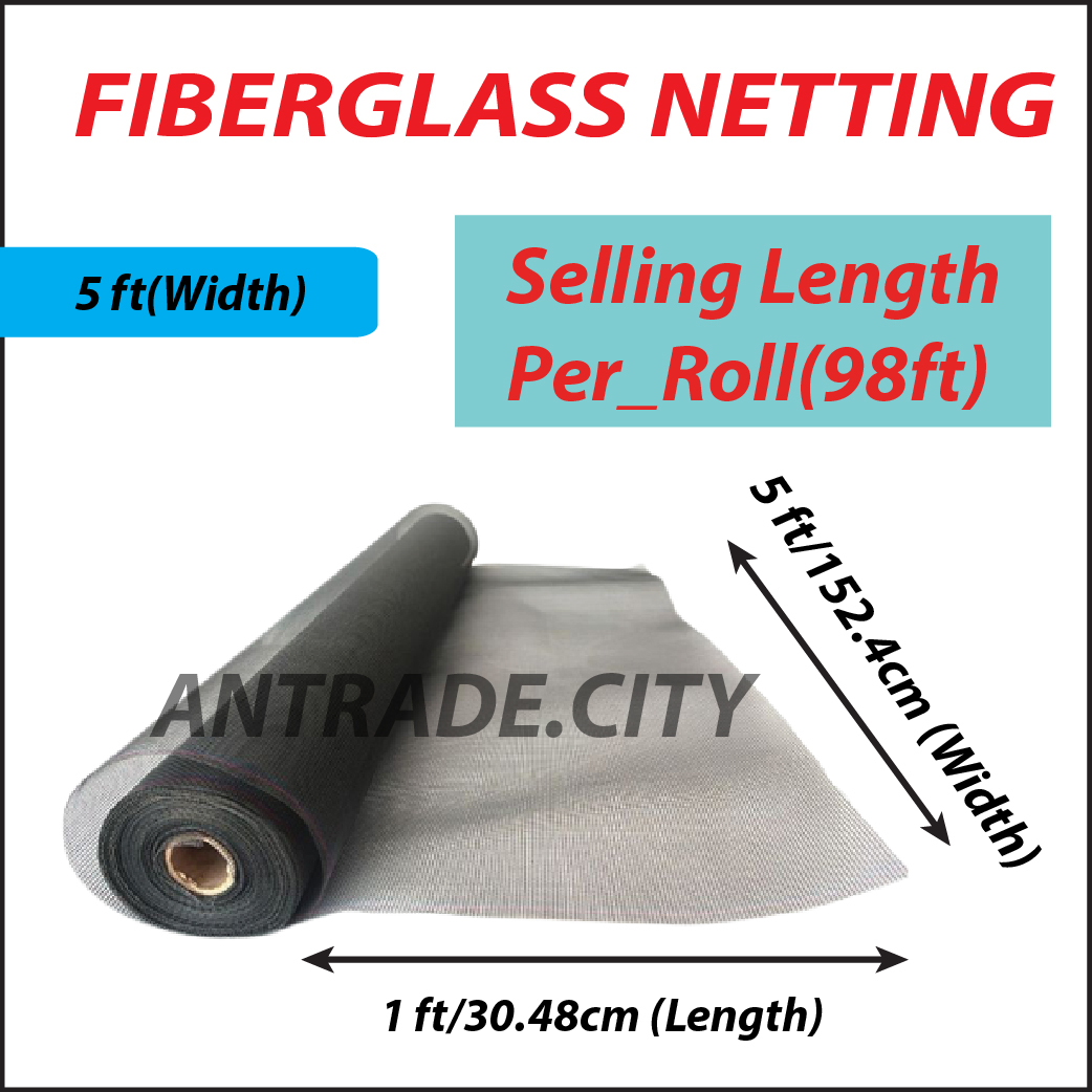 1 Roll Fiberglass Netting Insect Screen Mosquito Fiber Net Mosquito Mesh (Grey)