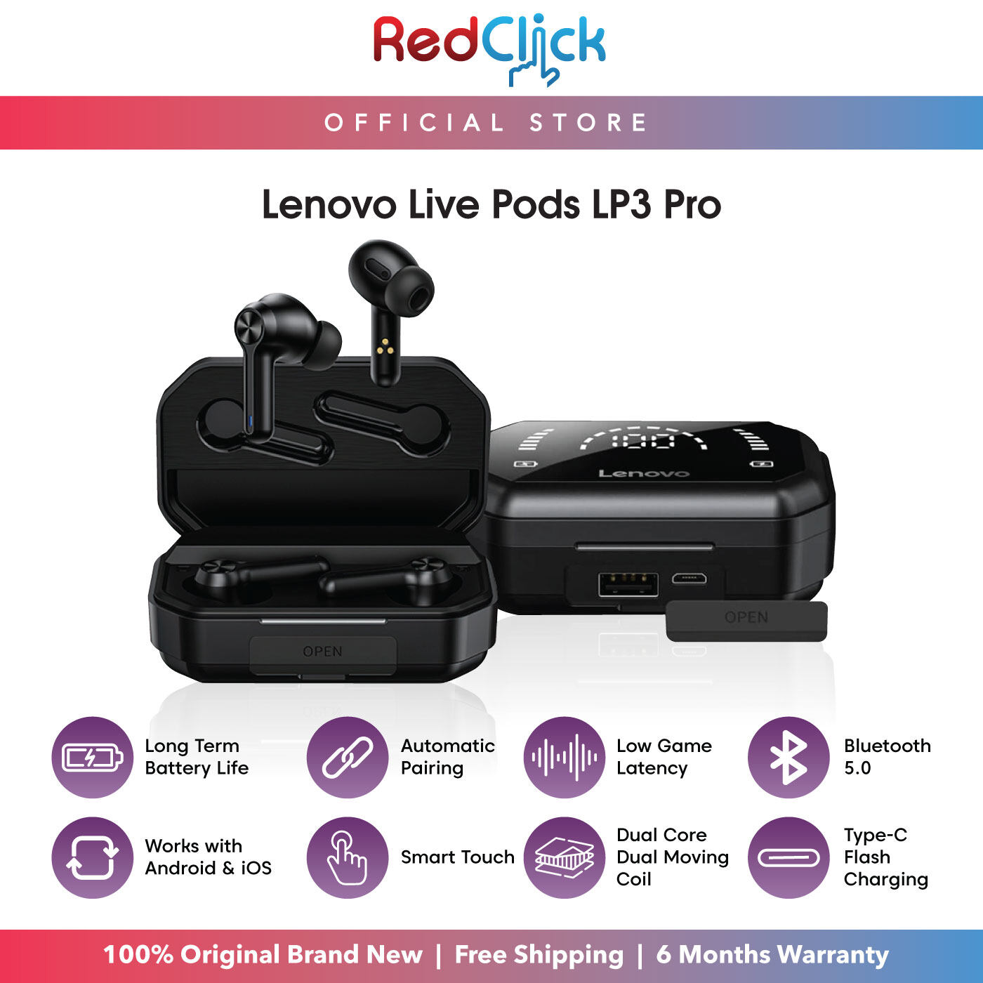 Lenovo Livepods LP3 Pro True Wireless Earbuds Intelligent AI Noise Reduction Low Latency Gaming Earphones