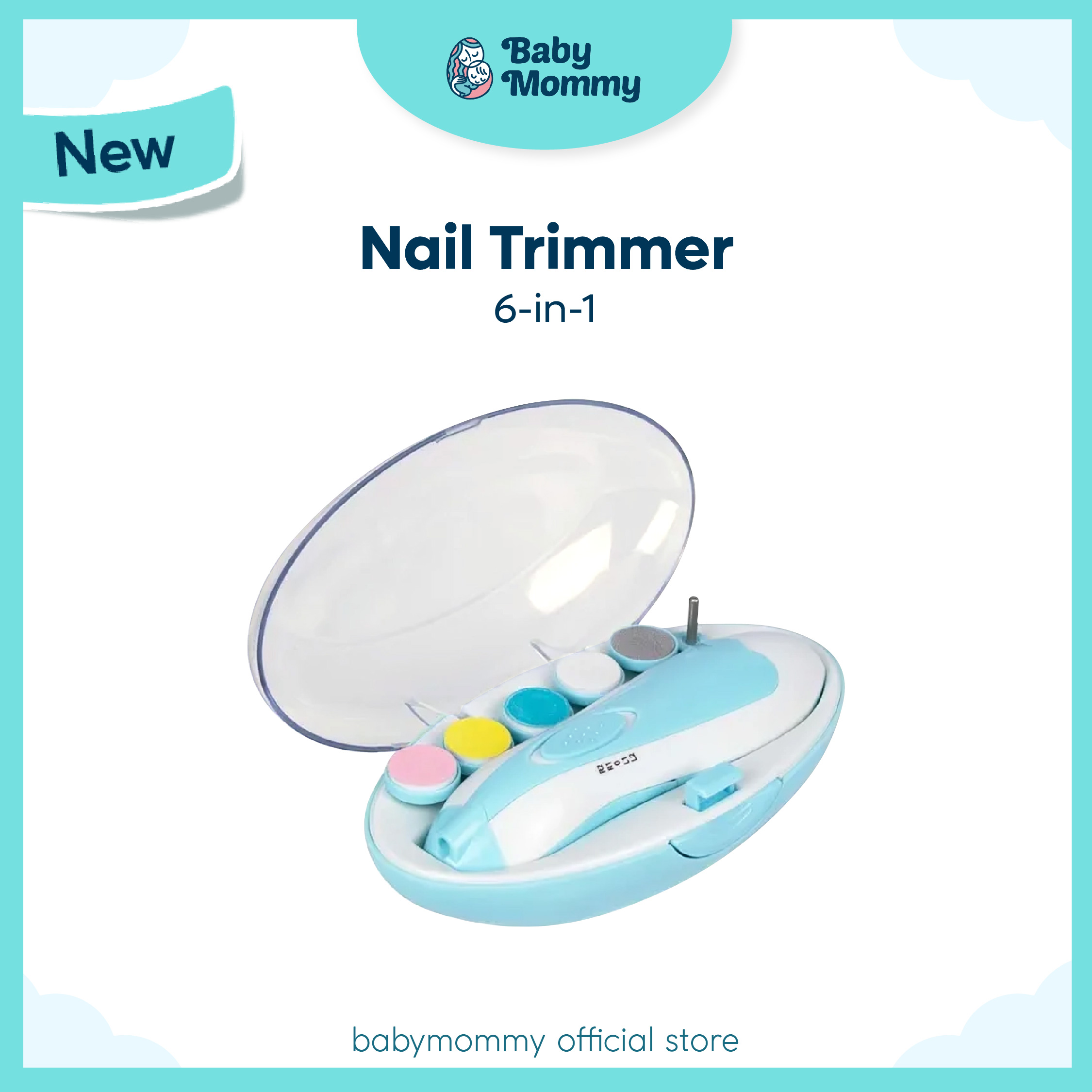 Babymommy👶6in1 Electric Baby Nail Trimmer Adult Nail Trimmer Manicure Baby Nail Clipper 5in1 Bear Design Pemangkas