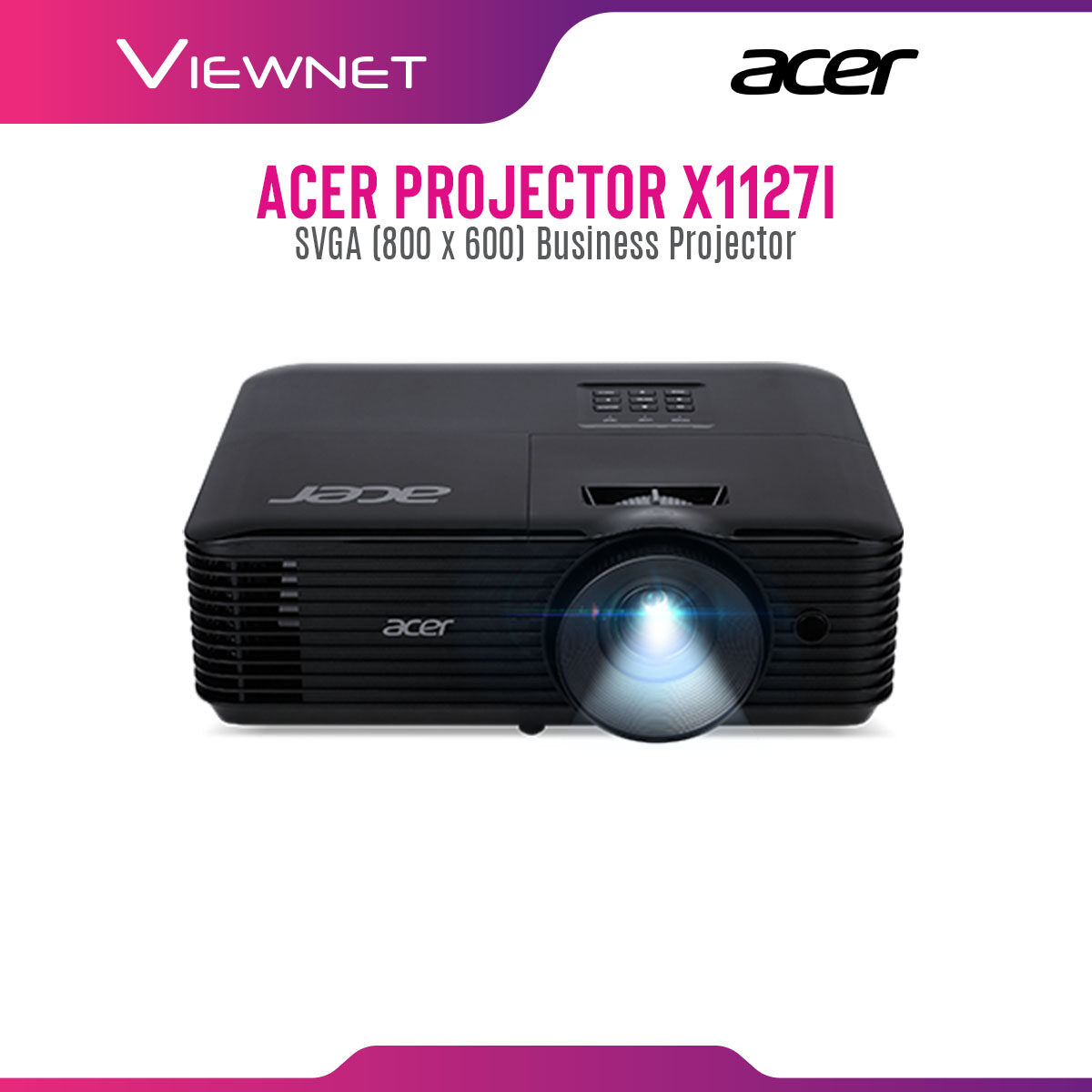 Acer Projector X1127i with SVGA (800x600) Resolution, 4000 Ansi Lumens, 20,000 : 1 Contrast Ratio, Eco Mode 15,000 Hour Lamp Life, HDMI and VGA Support