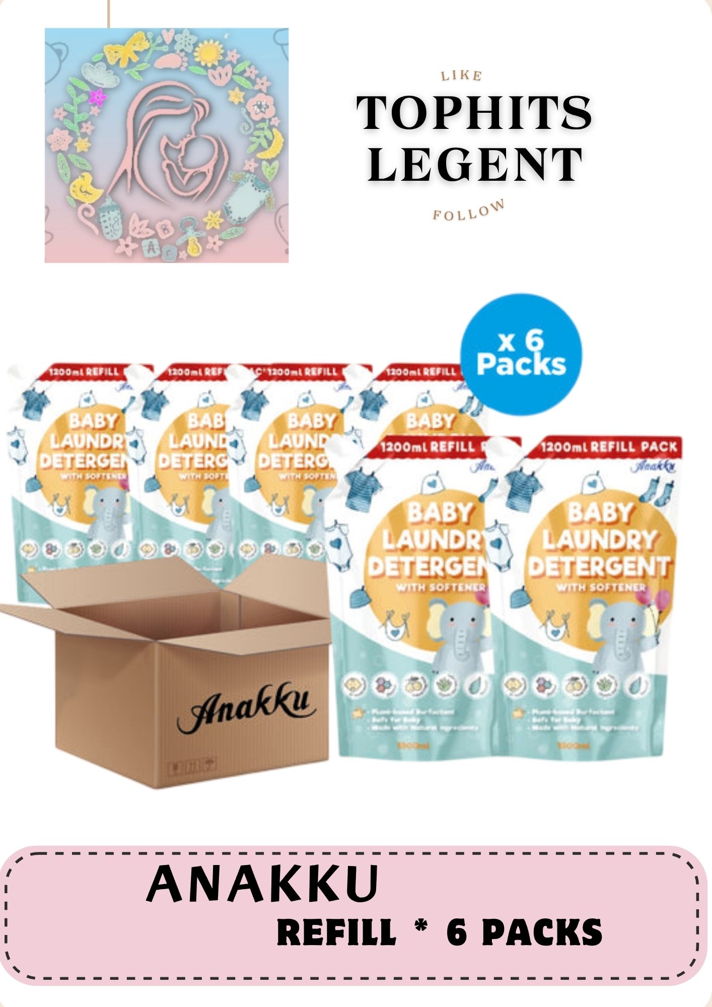 Anakku Detergent Refill Pack 1200ml BUY 5 FREE 1 - READY STOCK