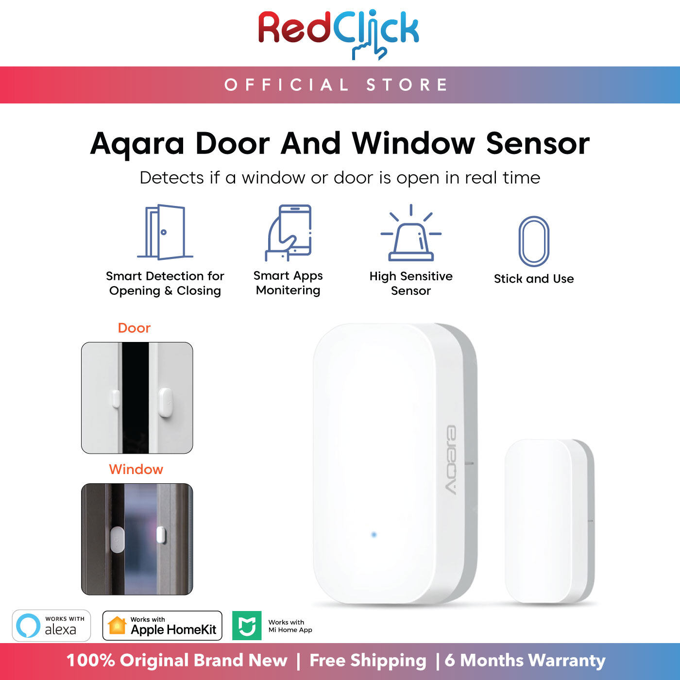 Aqara Door and Window Sensor Smart Connectivity Support Homekit Amazon Alexa Easy Setup Long Battery Life