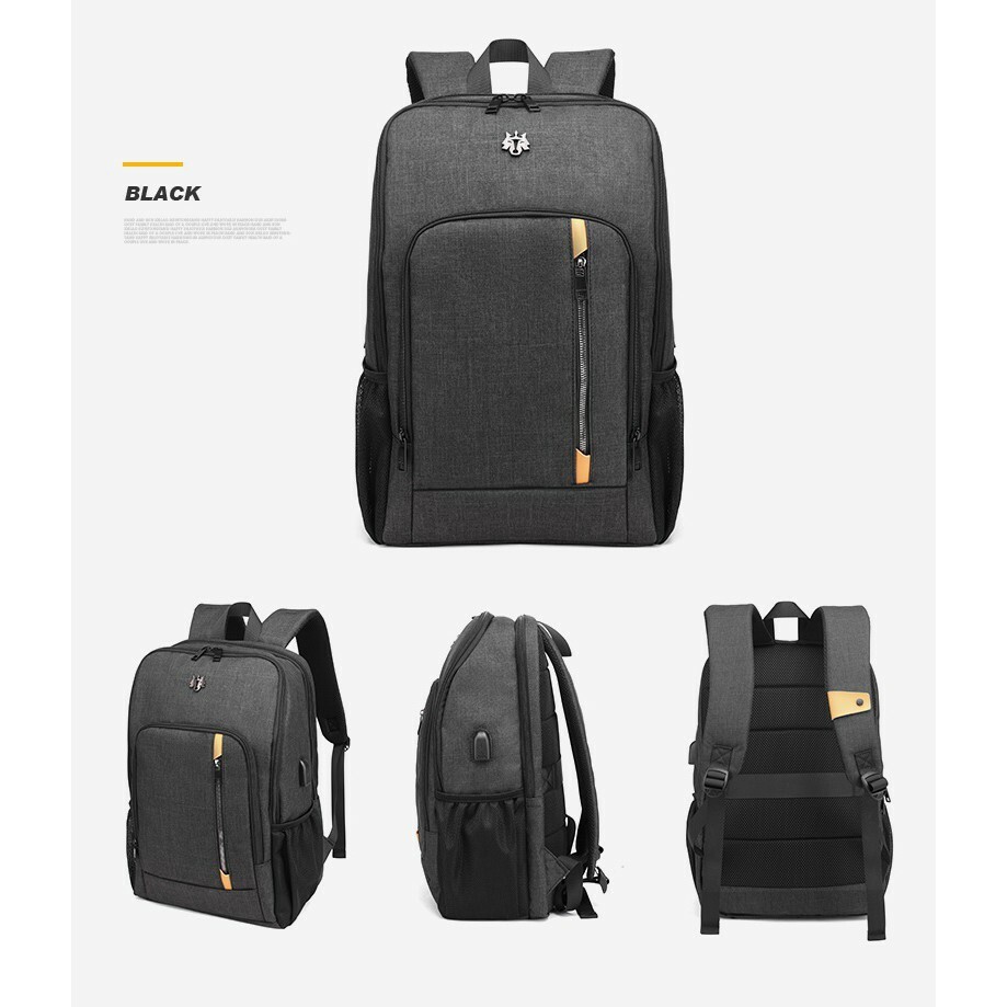 Golden Wolf Raptor Unisex Anti-Theft Business Travel USB Charging Port Student Laptop Backpack (14")