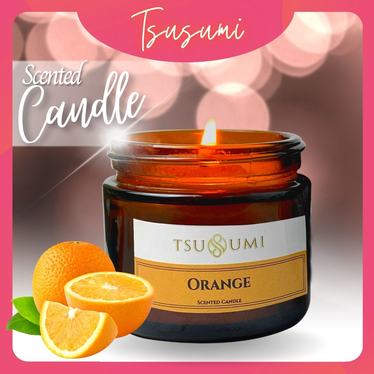 ORANGE Scented Candle Long Lasting Scent Fragrance Aromatic Essential Oil Natural Aromatherapy Romantic Lilin Wangi Harum Minyak Pati Aroma Terapi Hiasan 香薰 蜡烛 蠟燭