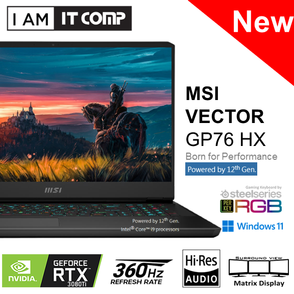 MSI Vector GP76HX 12UHS-226MY 17.3" FHD 360Hz Gaming Laptop (i9-12900HX/32GB/1TB SSD/RTX3080Ti 8GB G