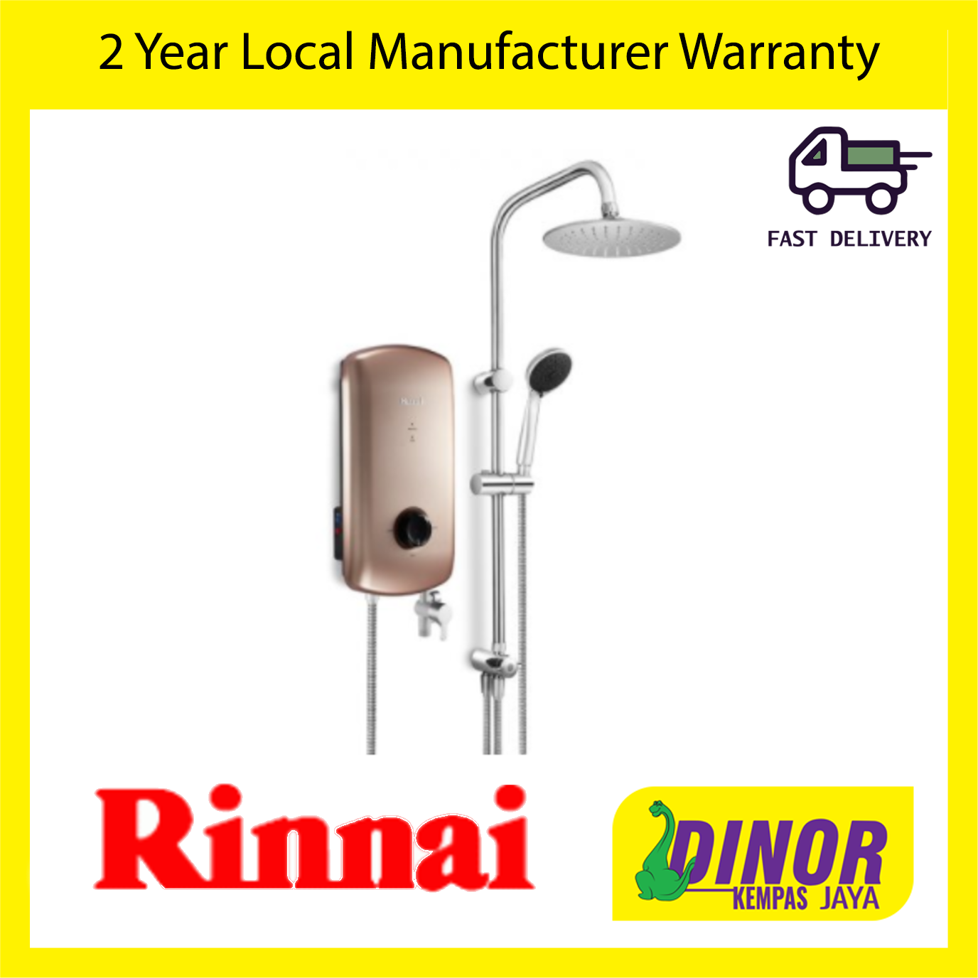 Rinnai Crystal Electric Water Heater (Rainshower/DC Pump) REI-B360DP-R-BZ)