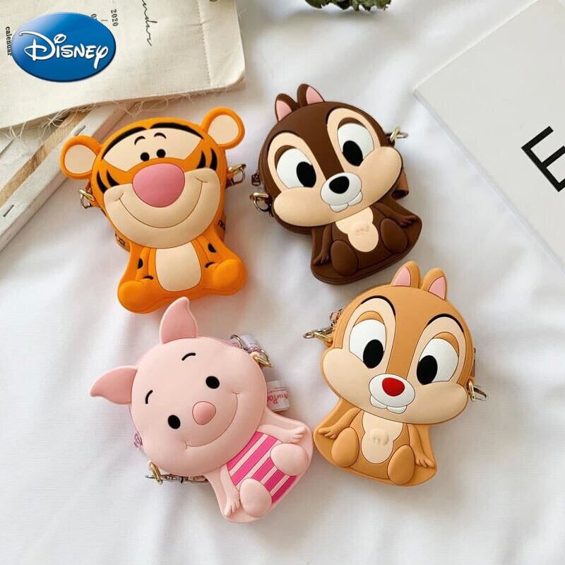 (Gesh department store)Children 39;s Silicone Coin Purse Disney Anime Piglet Tigger Dumbo Shoulder Bag Cartoon ID Storage Bag Baby Messenger Bag Kids Gift