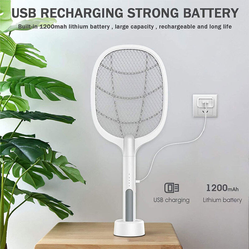 2 in 1 Electric Swatter Bug Zapper Mosquito Racket LED Fly Killer USB Rechargeable Portable Insect Racket Pest Control Pemukul Nyamuk Eletrik 電蚊拍