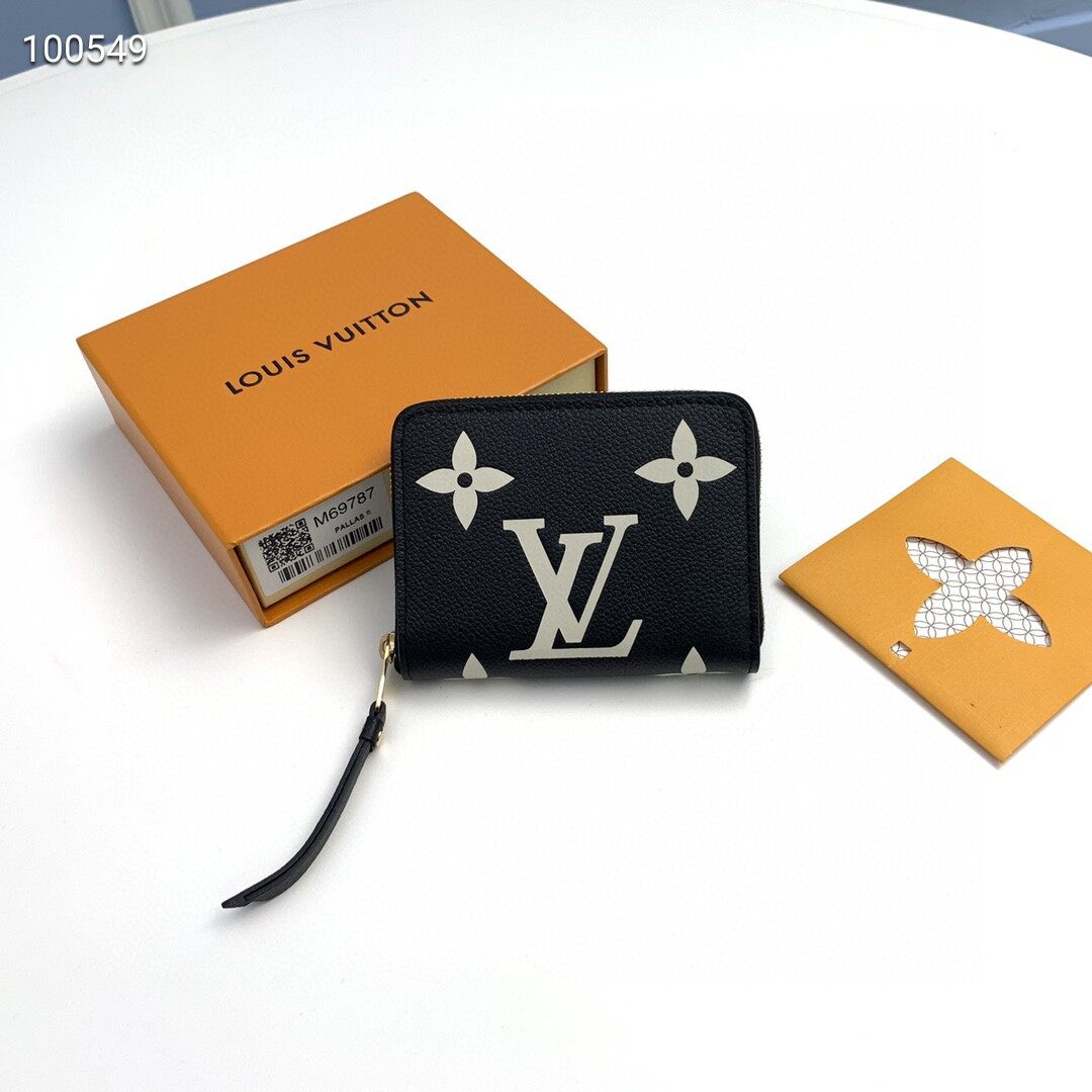 Louis Vuitton, Bags, Louis Vuitton Zippy Coin Purse Monogram Empreinte  Leather Black Beige M69787