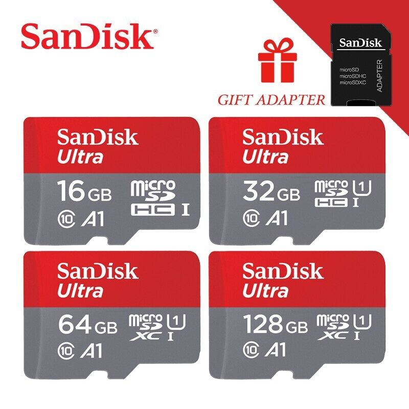 SanDisk Thẻ Micro SD 16GB 32GB 64GB 128GB Thẻ Nhớ C10 U1 A1 Flash TF Microsd Thẻ Miễn Phí Reader Adapter