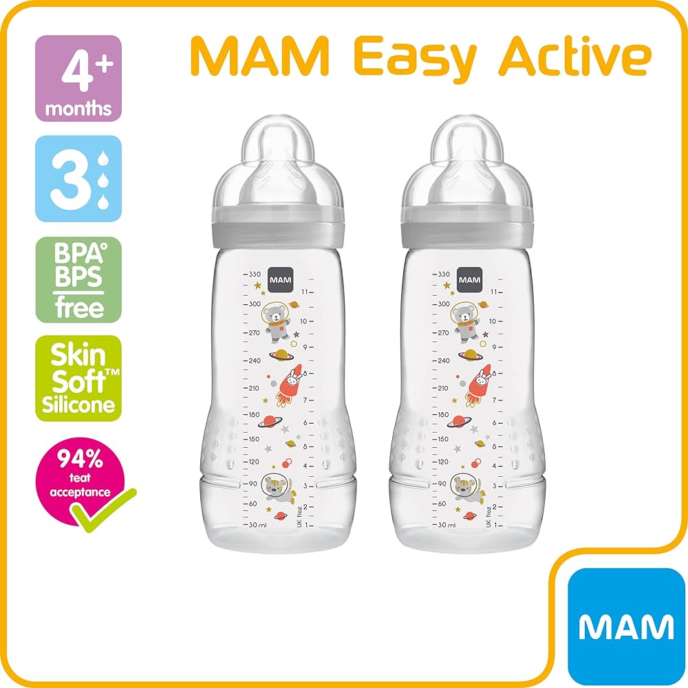 MAM Easy Active Baby Feeding Bottle 330ml - Twin Pack (B733)_Random Design