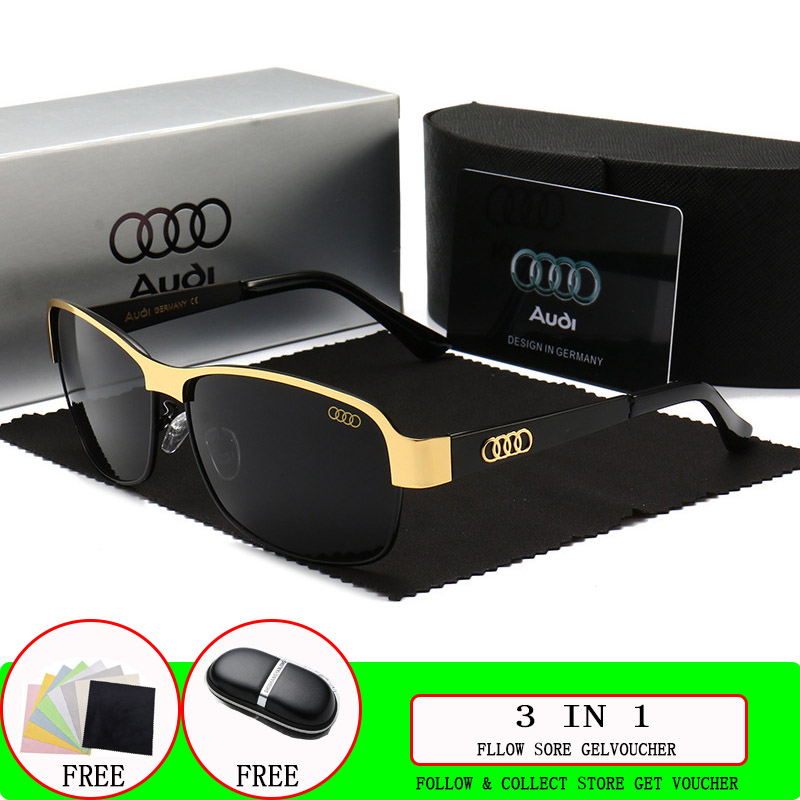 Kính râm xe nam Kính râm vuông kính mắt phân cực lái gương lái xe Audi Kính râm Nam kim loại ánh sáng mặt trời