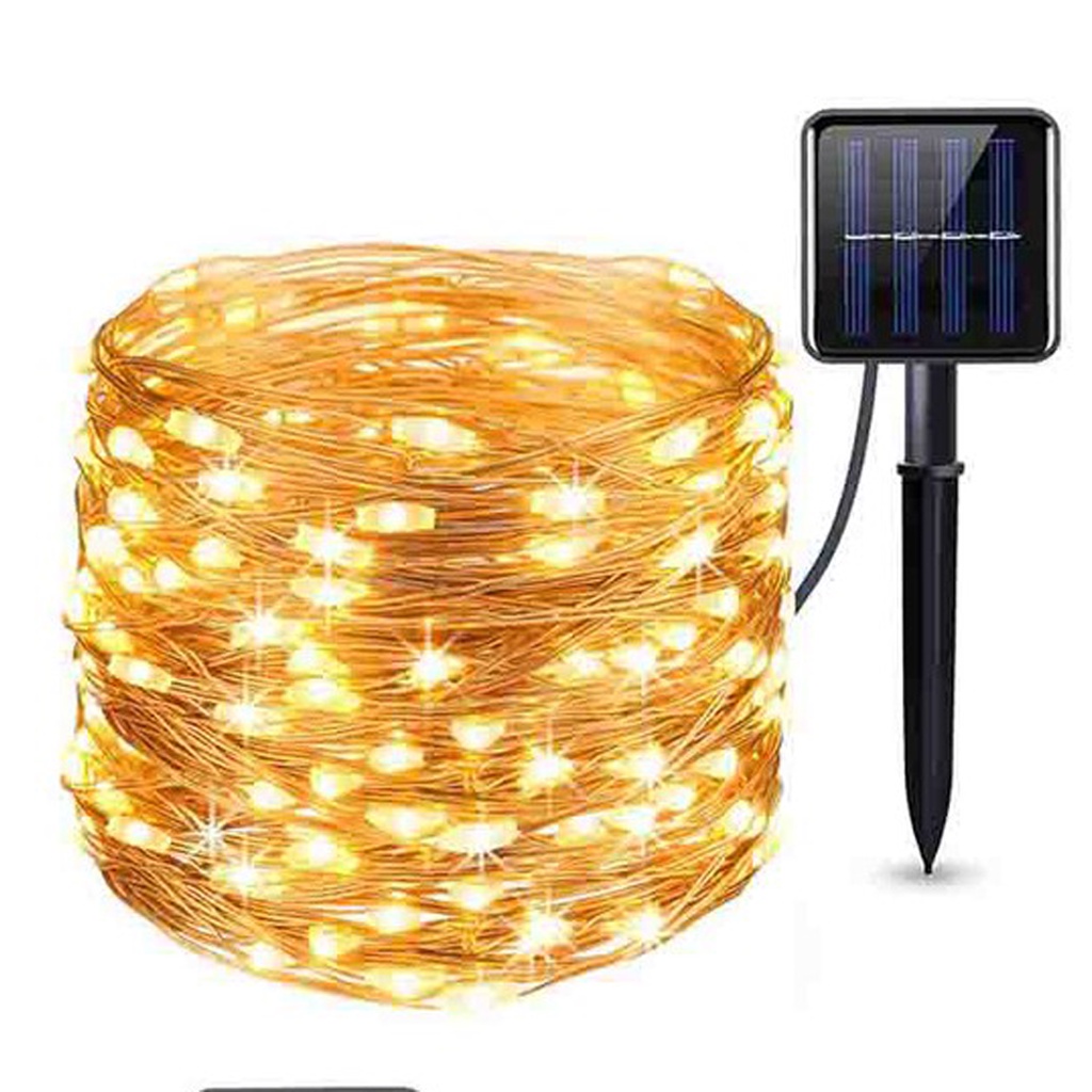 GetGadget⚙ Lampu Raya Copper Outdoor Solar Fairy Light 12M 100LED 22M 200LED 32M 300LED Pelita Raya LED String Lamps Garden Decorative Waterproof RGB Light
