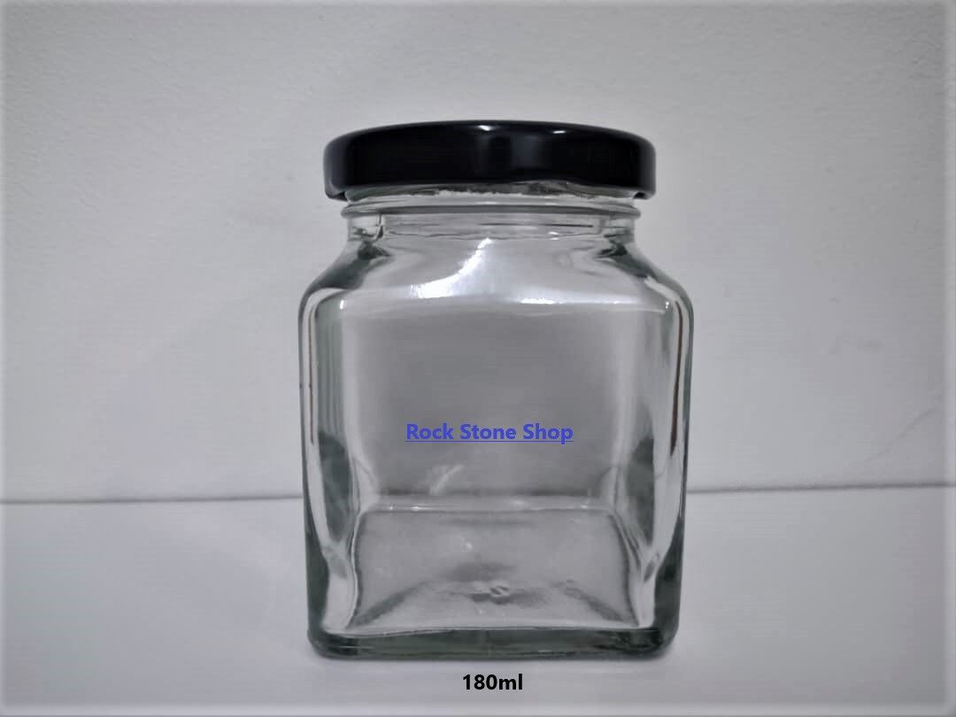 [100 Pcs] 180ml Square Glass Jar Mini Bottle Air Tight Storage Container For Sweet Door Gift Honey | Botol Kaca | 玻璃小罐子