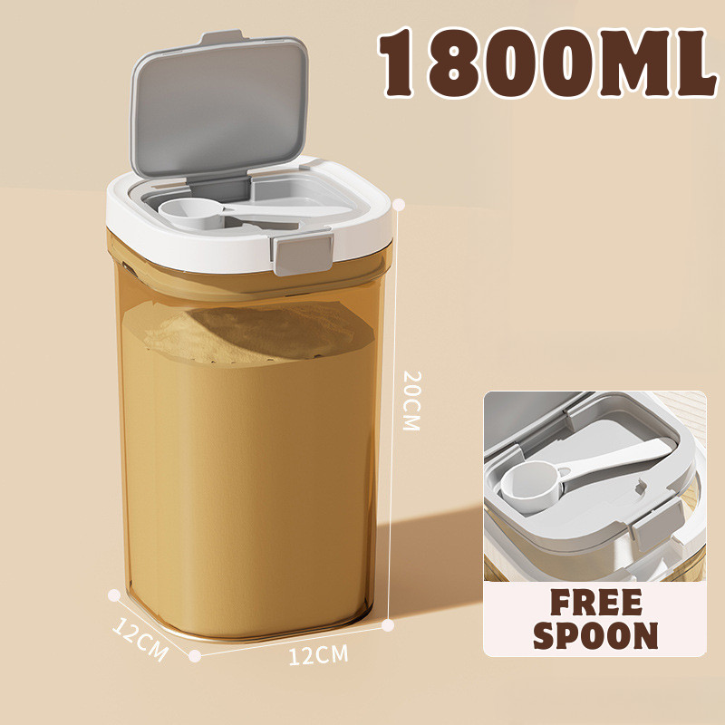 【READY】1300/1800ml Baby Milk Powder Container Anti-UV Storage Box One Press Button Food Storage Tank Sealed Box Seasoning Jar Keep Fresh Sealed Cans