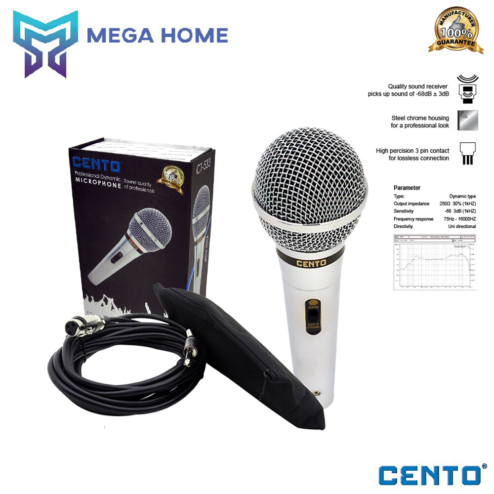 CENTO Dynamic Professional Handheld Microphone CT-533 | Good Quality Sound | Good Quality Material Body | High signal-to-noise ratio