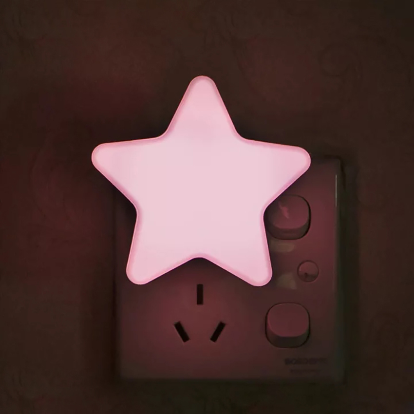 Vimite LED Star Night Lights Automatic Sensor Bedside Lamp Lampu Tidur Mini Wall Light Plug Play for Room Bedroom Sleeping Lamp Pathway Toile Living Room