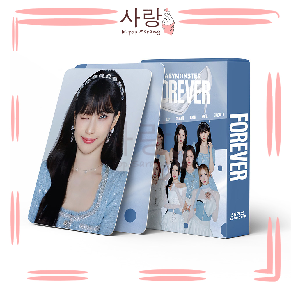 55pcs BabyMonster《FOREVER》Blue Group LOMO Cards Set Collection Kpop Ruka Pharita Asa Rami Rora Chiquita Ahyeon