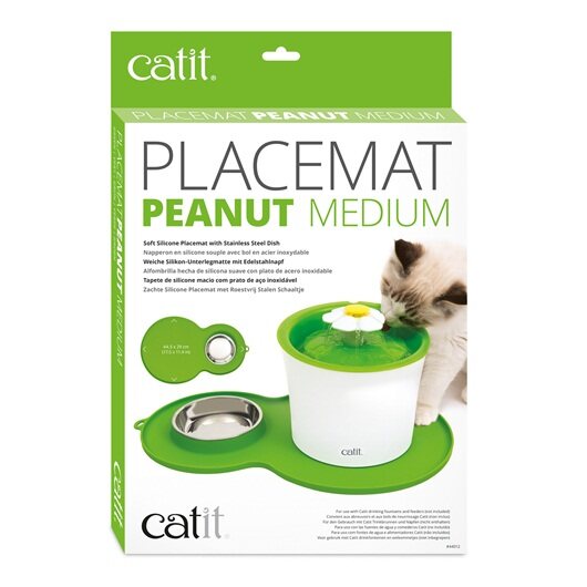 Catit Peanut Placemat Medium - Green Feeding Mat For Catit Fountain, Catit Multi Feeder