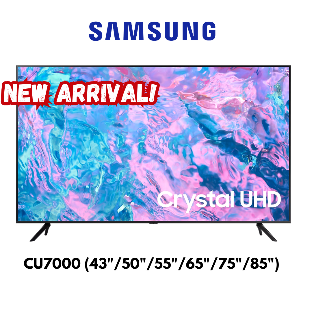 SAMSUNG CRYSTAL UHD 4K SMART TV CU7000 (43"/50"/55"/65"/75"/85") [READY STOCK]-2 YEARS WARRANTY MALAYSIA