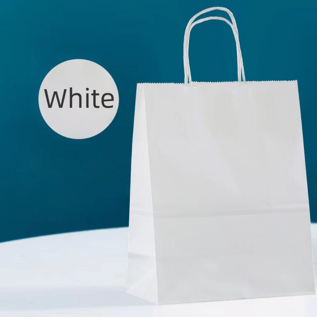 [50pcs] Ready Stock Colorful Paper Bags with Handles/Colorful Paper Bag/Party Bags/Take-away bag/Shopping Bag