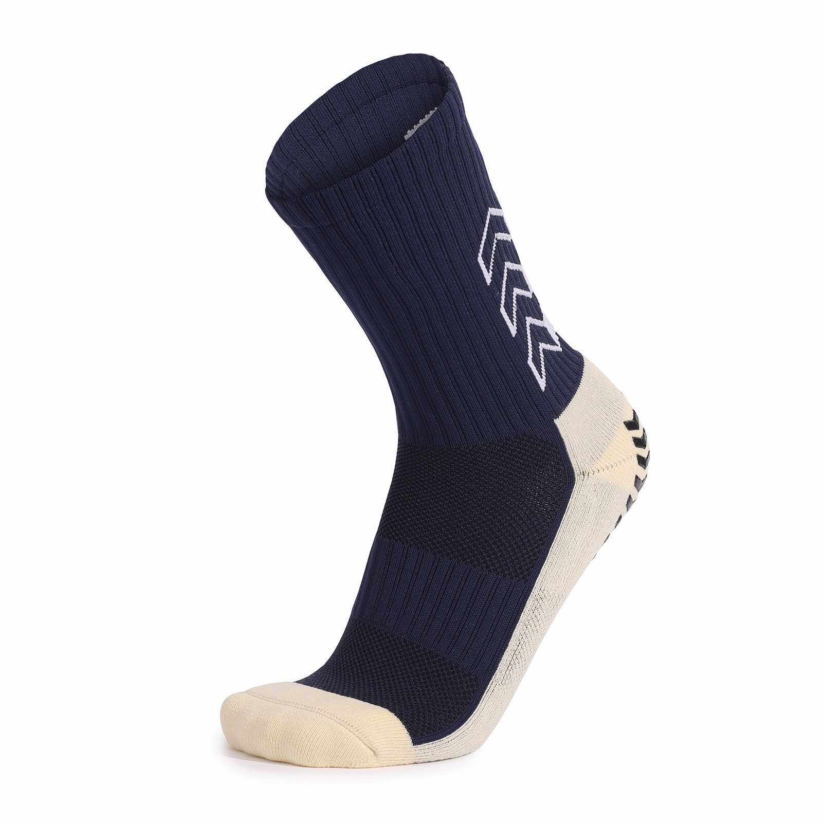 Sport Cushioned Socks Non Slip Grip for Basketball Soccer Ski Cycling Athletic Socks (Dark Blue)
